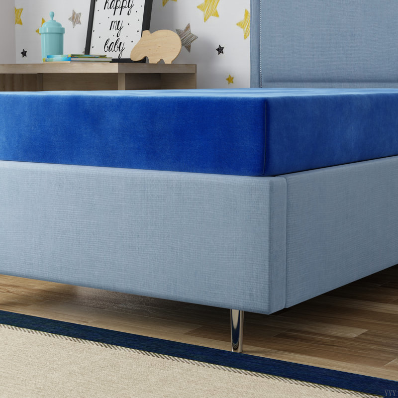 Matelas bleu pour enfants 7 po avec housse résistante à l'eau, Double