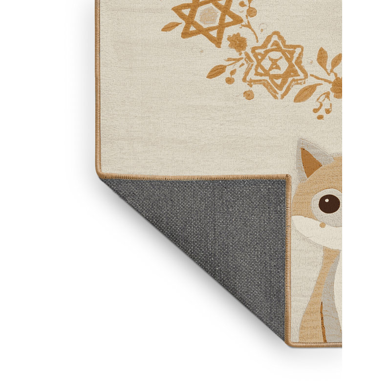 Soft Plush Faust Hanukkah Modern & Contemporary Abstract Area Rug in Beige – LightBrown Binding, 5x7