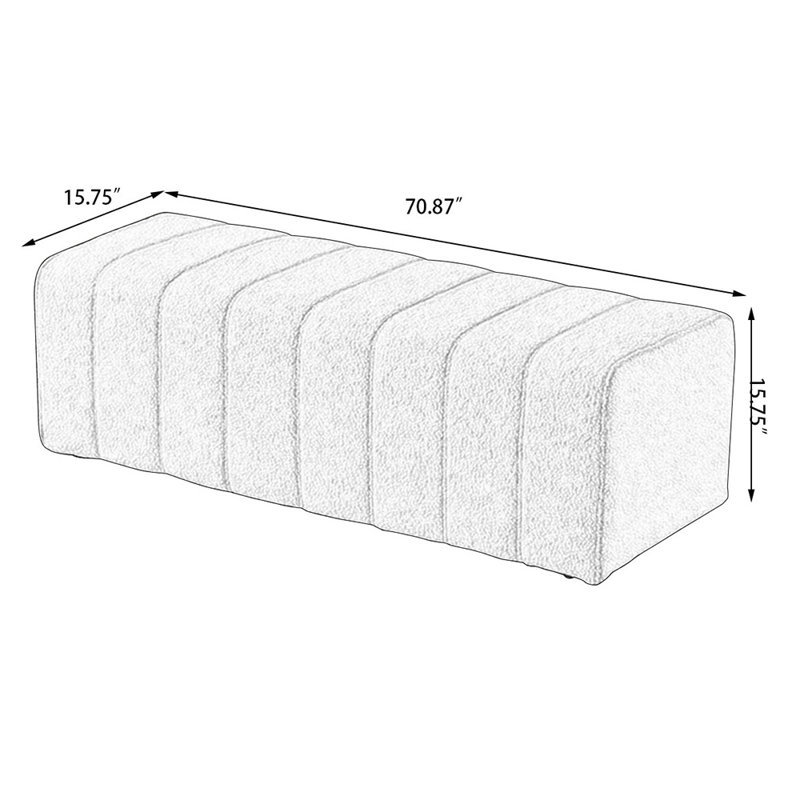  Gray Modern Upholstered  Bedroom  Velvet Long Bench, Gray