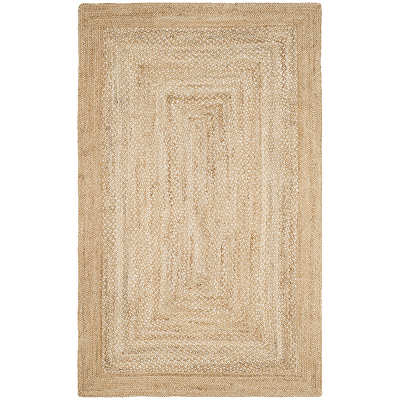 Marie Natural Fiber Hand Woven Jute And Cotton With Latex Solid Color Rug, Rectangle 4' x 6'