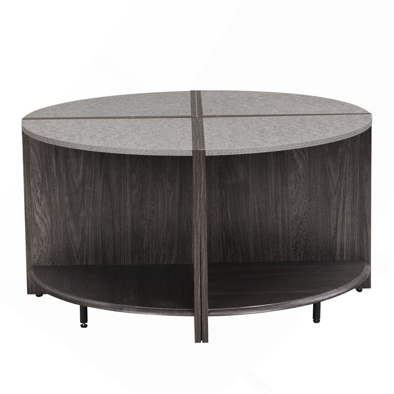 4-Piece Industrial Round Coffee Table, Gray