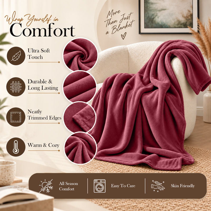 Imperial Homeware London Knitted Blanket, Super King, Burgundy