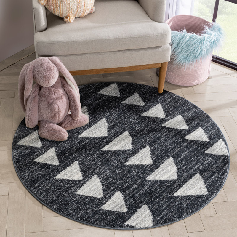 Geometric Indoor Rug, Round 4'