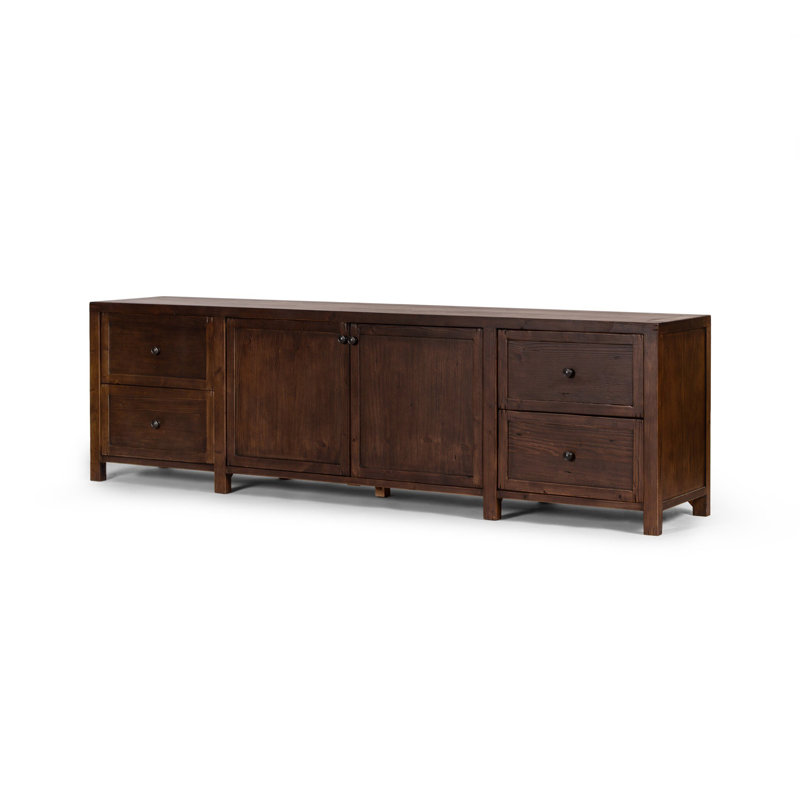 Gaines Solid Wood TV Stand, Dark Brown