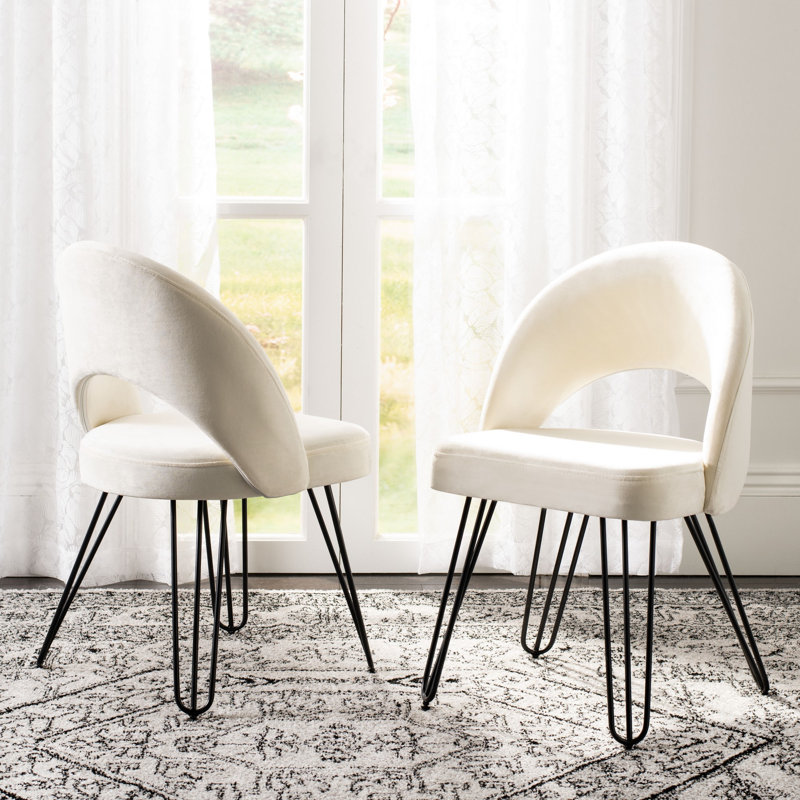 Lisbon 18'' H Velvet Upholstered Side Chair, Cream