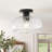 1-Light E26 Matte Black Metal Flush Mount with Clear Glass Shade, Dimmable, ETL Listed