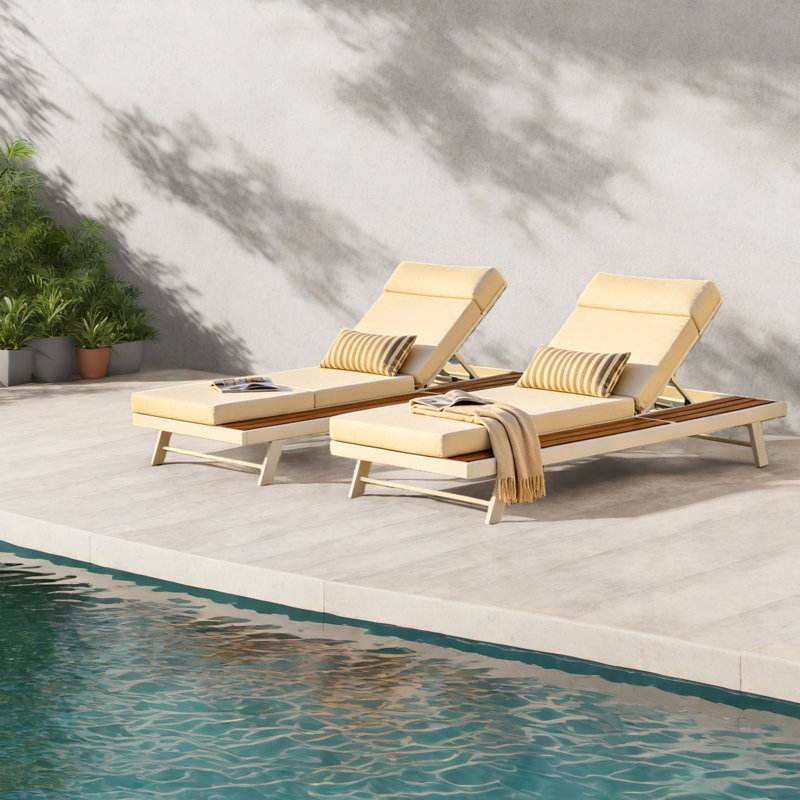 Méridiennes de patio réglables, chaise de patio moderne en bois d'acacia