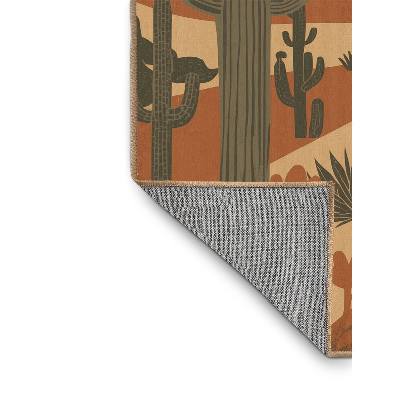 Tapis brun rustique lavable à la machine Peksenak Country - reliure brun clair, Carré 7 pi
