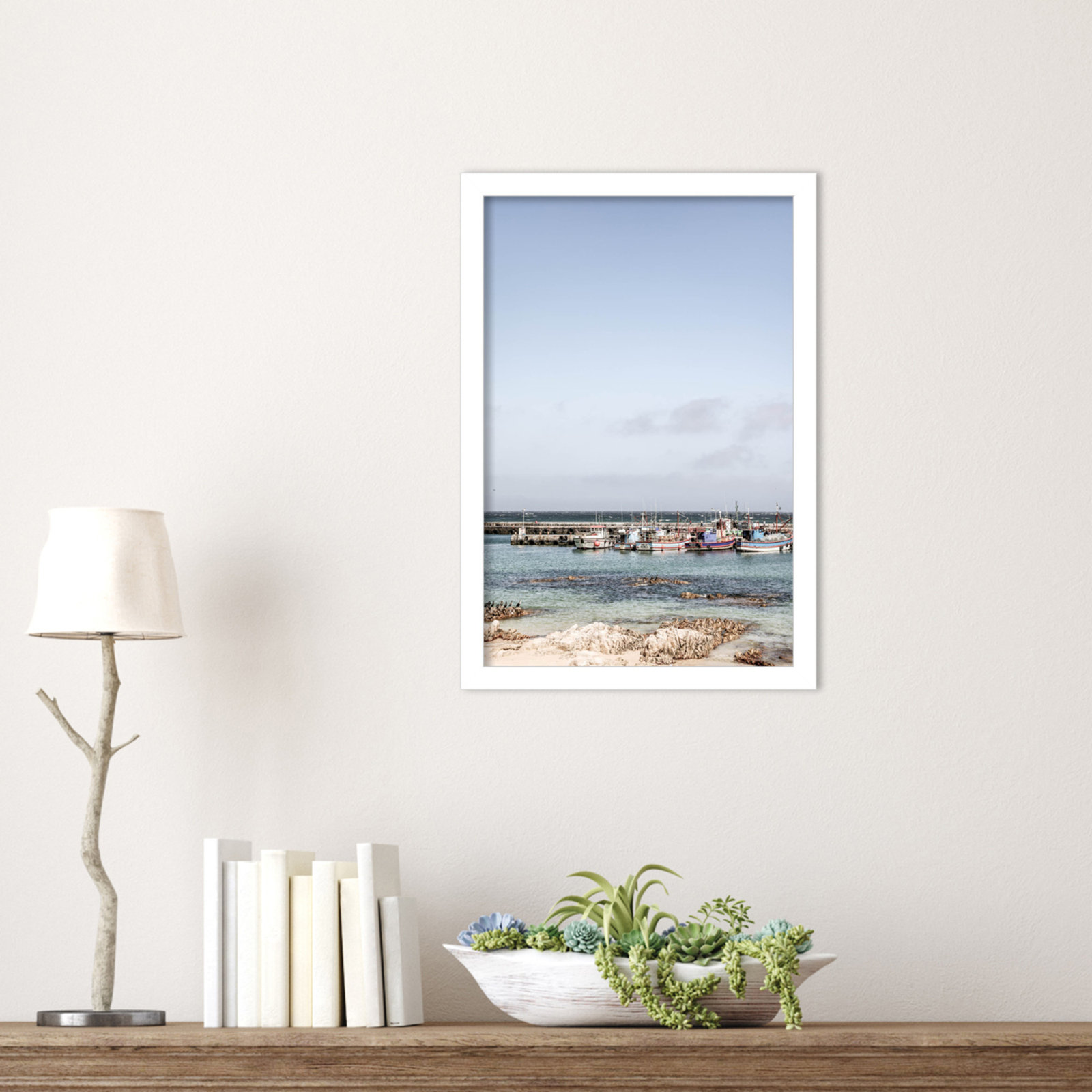 Roanne "Kalk Bay Beach" Print, White, 17" H x 12" W