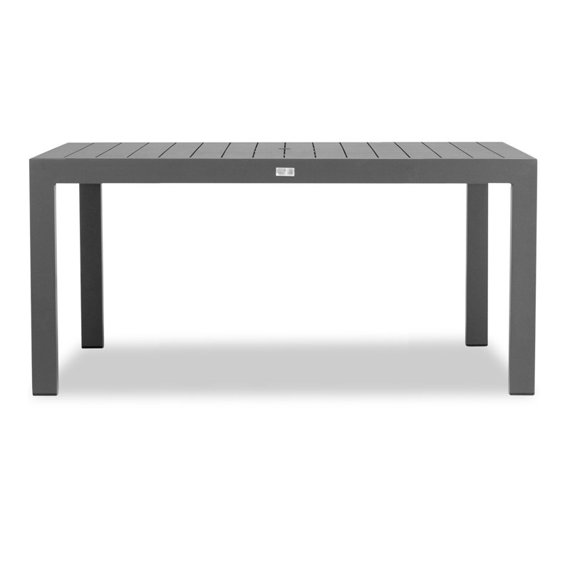 Classic Aluminum 8-Seater Square Dining Table, 29.5"H x 35.5"D x 63"W, Slate