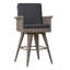 Tabouret de bar pivotant extérieur en osier 30 po avec coussin résistant à l'eau, mélange de noir et de gris foncé