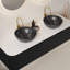 Ensemble de meuble-lavabo double 60 po avec bols en céramique noire, panneau 3D mat, tiroirs à fermeture en douceur - pré-assemblé-402277730