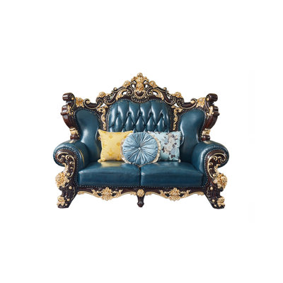Aashish 80.31'' Leather Loveseat