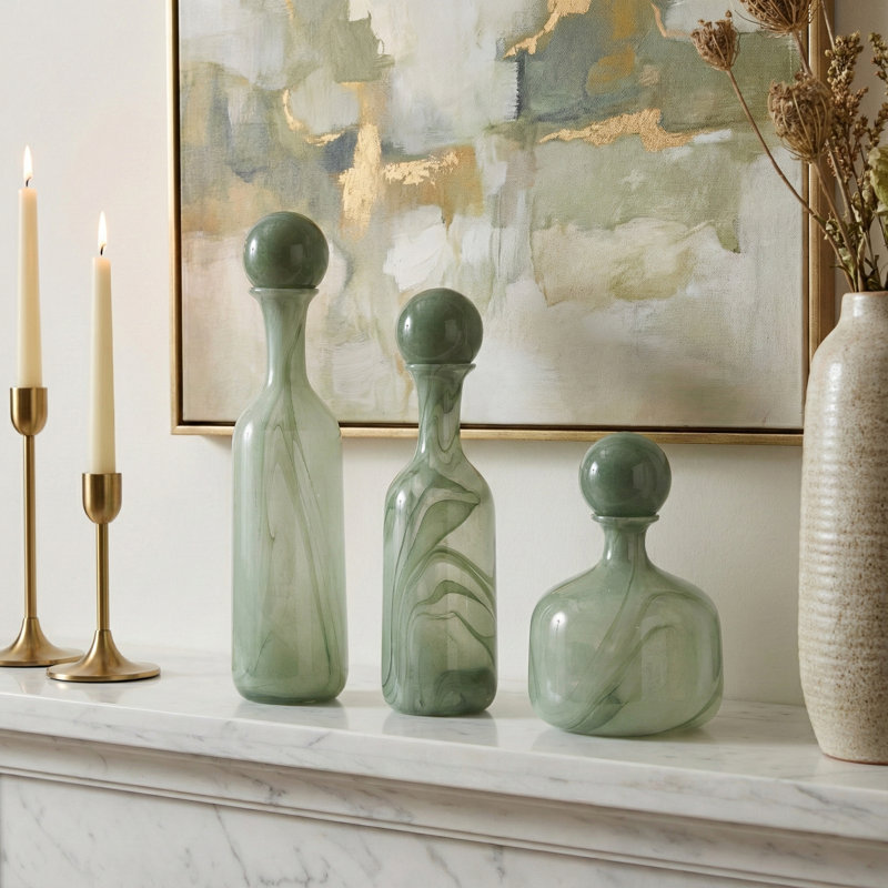 Ensemble de 3 vases en verre Kewstoke, Vert