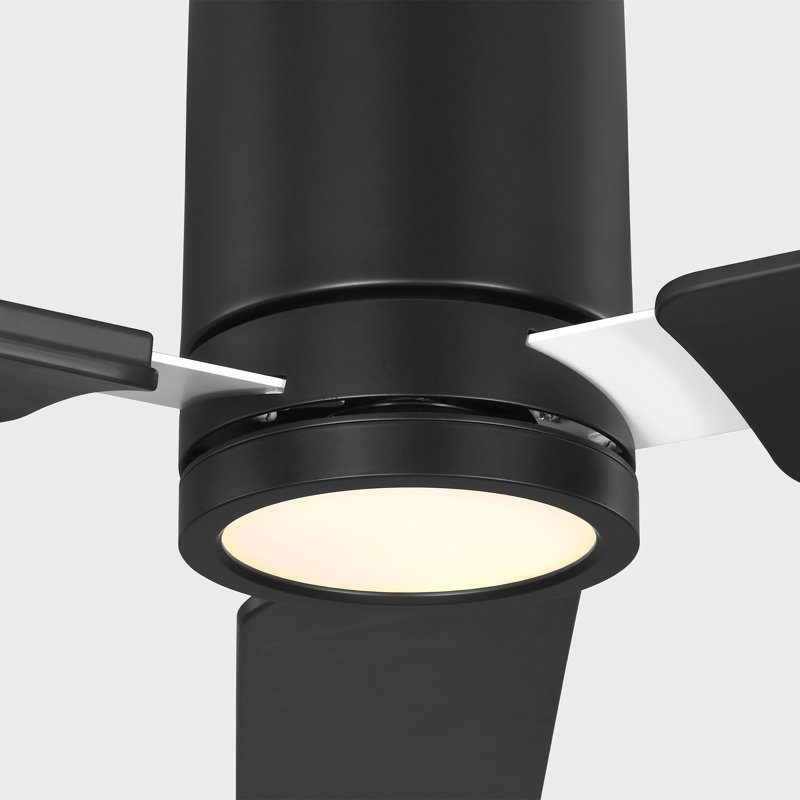 Ventilateur de plafond intérieur à 62 lumières à DEL Visual Comfort Cleancut Smartcut avec tige filetée, pales en ABS noir minuit et télécommande portable