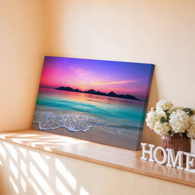 Impression sur toile de paysage tropical de coucher de soleil sur la mer, paysage de rivage océan, pour le salon, la chambre à coucher, le bureau, le couloir, le vestibule, le mur de la galerie et la décoration moderne