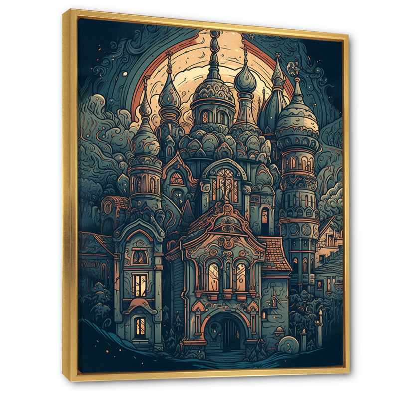 «Blue and Orange Capturant The Magic», reproduction d'art sur toile, H 40 po x l 30 po x P 1,5 po, Cadre flottant doré
