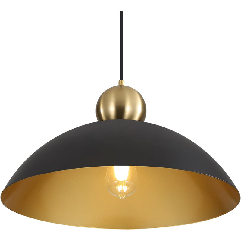 Farmhouse Pendant Light With Adjustable Height - 18 Inch Large Kitchen Island Hanging Light Fixture, Coffee Gold Dome Design For Dining Room, Bedroom, Hallway (Hardwired, ETL Certified)