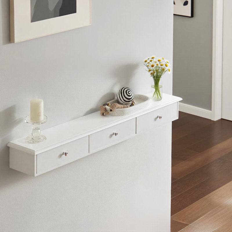 Sweni Accent Shelf with Drawer, White