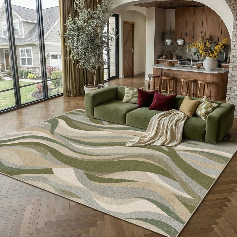 Tapis lavable à la machine Astrum, Rectangle 6 pi x 9 pi, Vert