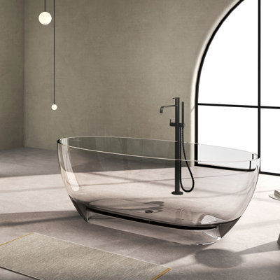 62,99 po X 28 po. Baignoire de trempage autoportante en acrylique avec drain Flatbottom