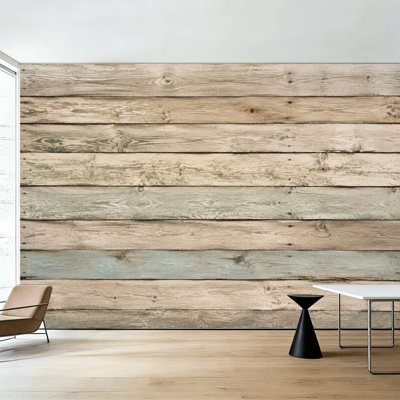 Papier peint adhésif motif bois vieilli, aspect rustique naturel, 254 cm (H) x 366 cm (L), amovible, en PVC, pour chambre, salon ou bureau.