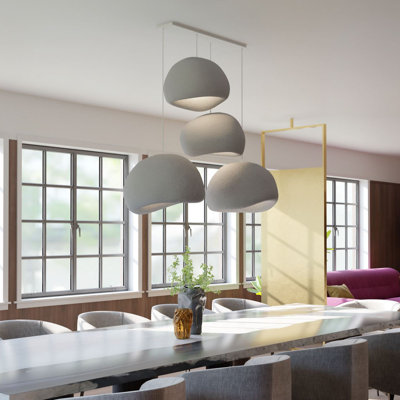 Stylish Adjustable Chandelier (Set of 4), Concrete Grey, 17.7 x 15.7 x 12.6 inches | Durable Polymeric Composite Body & Cap, Height: 13.8 to 47.2 inches | Socket: 4 x E27 Max 40W, Modern Lighting for Home Decor