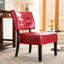 Chaise rouge avec dossier en cuir surdimensionné et siège spacieux-2103642410