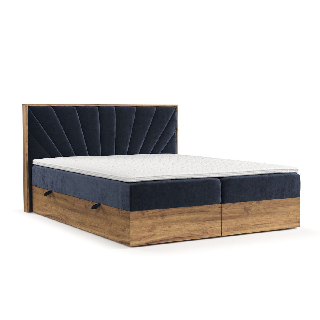 Premium Boxspringbett ASAHI mit Taschenfederkernmatratze mit Kokosmatte und Latex Topper