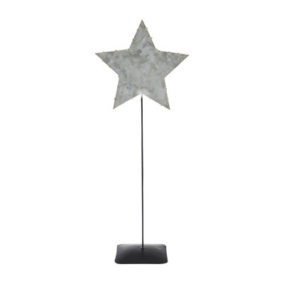 Étoile décorative en métal galvanisé avec base 16 x 6 x 3