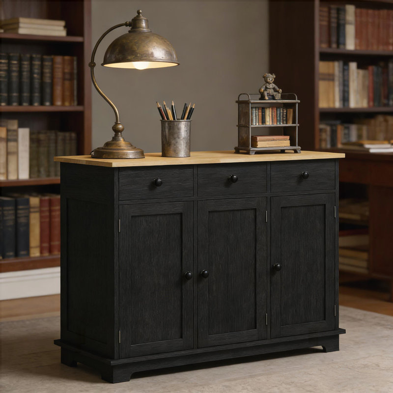 Armoire spacieuse avec tablettes réglables et grands tiroirs pour un rangement et une organisation polyvalents, Noir