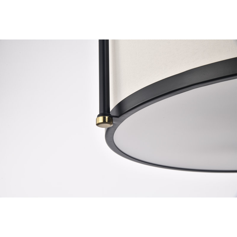 Matte Black 17.5" Contemporary Drum Pendant with Glass Diffuser