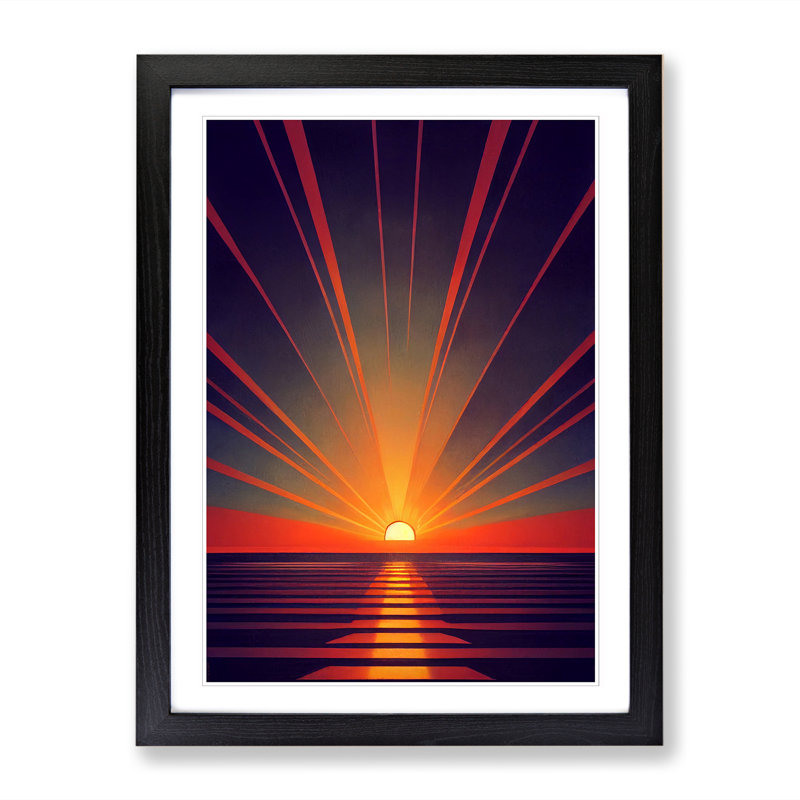 Sunset Industrial - Single Picture Frame Print, 34cm H x 25cm W x 2cm D, Walnut