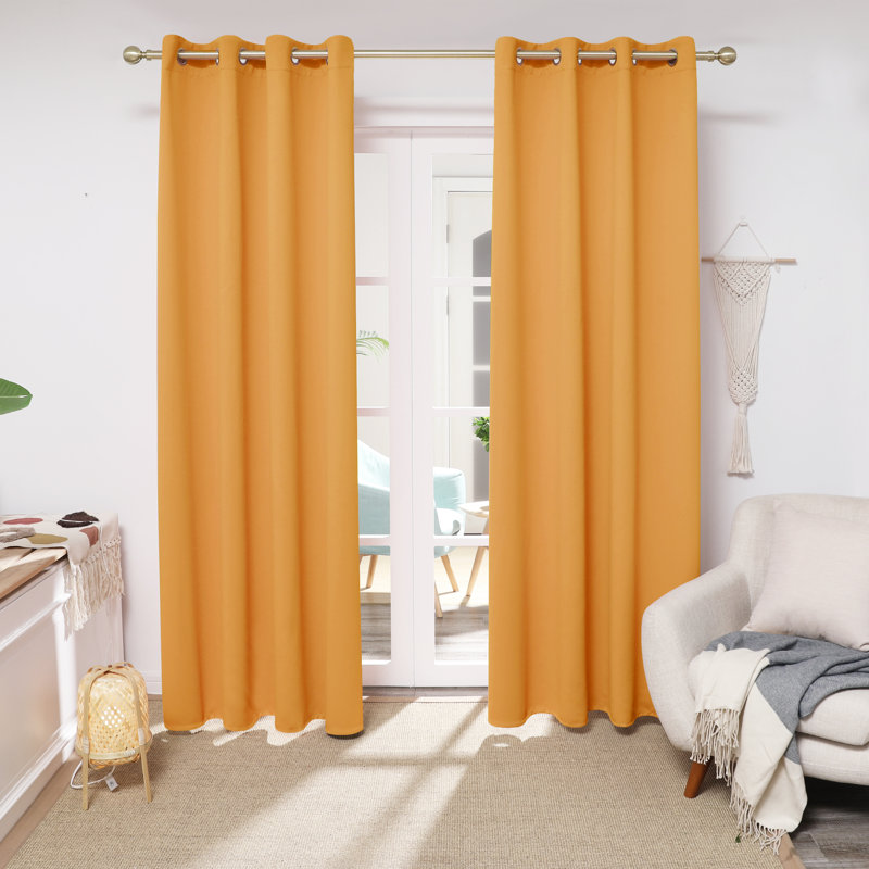 Borunda Room Darkening Curtain Single Panel, 51" W x 44" L, Orange Flame