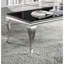 Table basse rectangulaire noire et argentée avec plateau en verre trempé et pieds en acier inoxydable