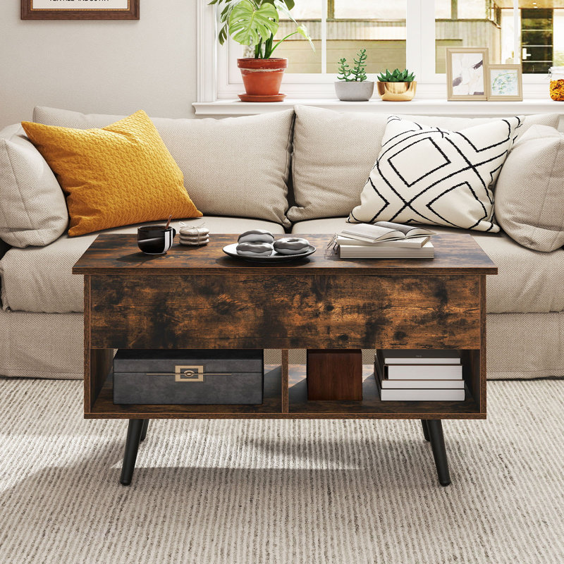 Lift Top Coffee Table with Storage, Brown, Brown