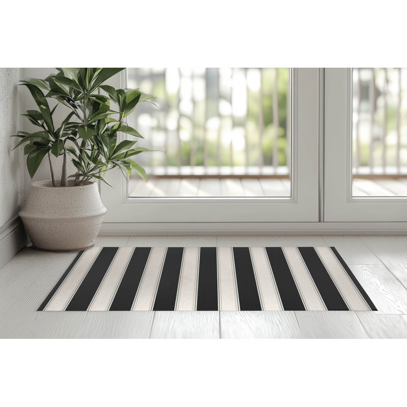 Cabana Stripe Indoor Doormat, Charcoal, 48" W x 72" L