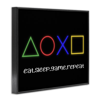 «Neon Gaming Symbols & Words», estampe numérique, design par Christine Simpson Art