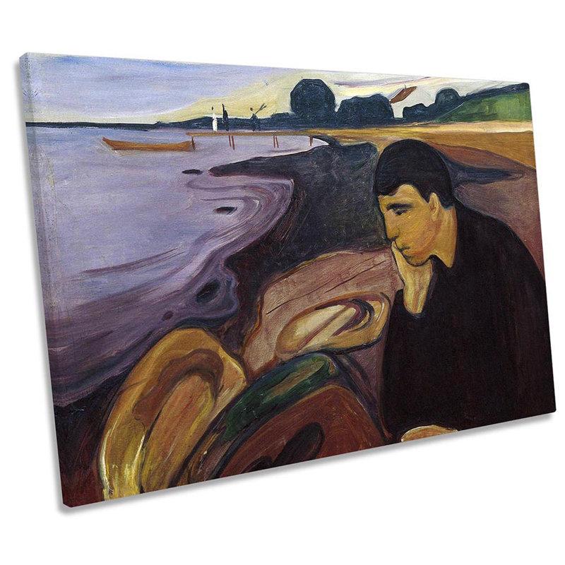 Edvard Munch Melancholy - Wrapped Canvas Print, 81.3cm H x 121.9cm W x 4cm D