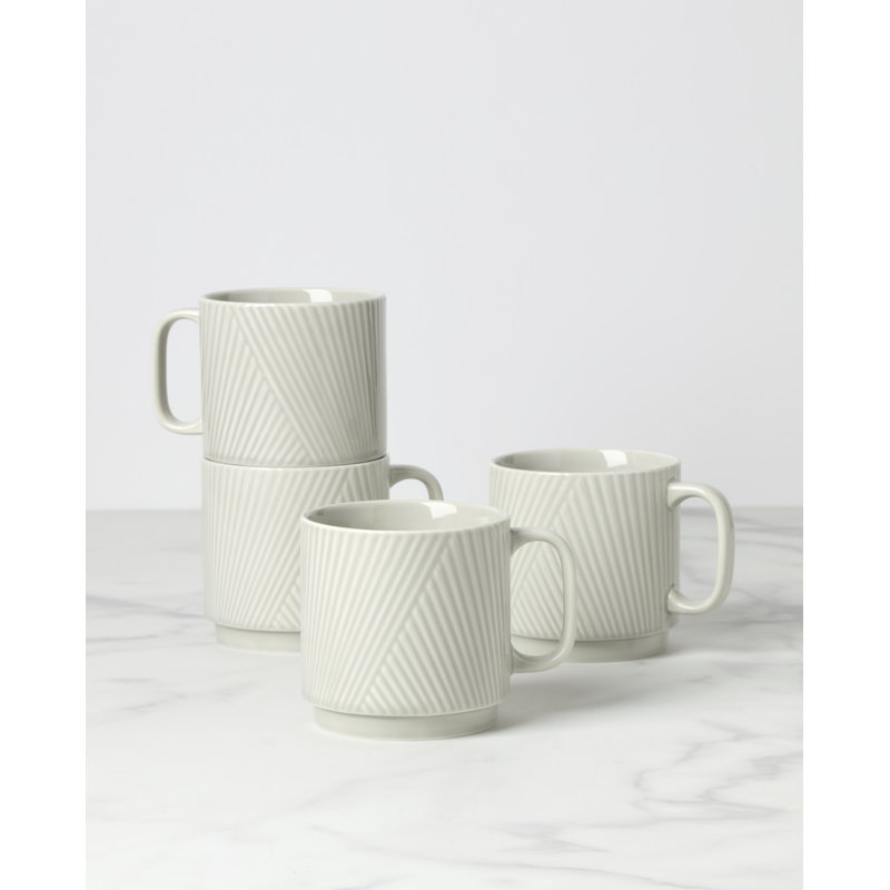 Modulus Mugs, Set of 4, Vapor, White