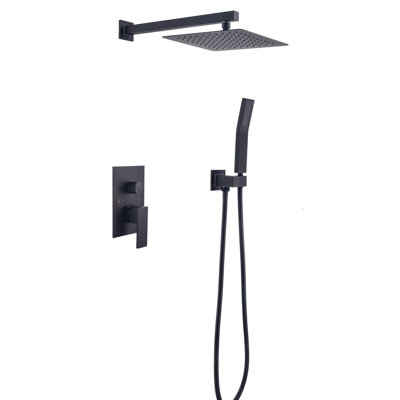 10 Inch Shower Head Bathroom Matte Black Luxury - Rain Mixer Wall Mounted With Self-Cleaning Nozzle, Adheres To American Standard Pipe For Meets