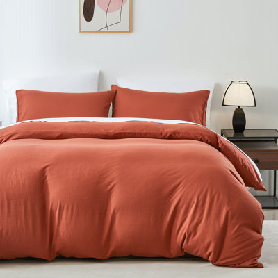 Housse de couette orange avec fermeture à glissière Kakijumn