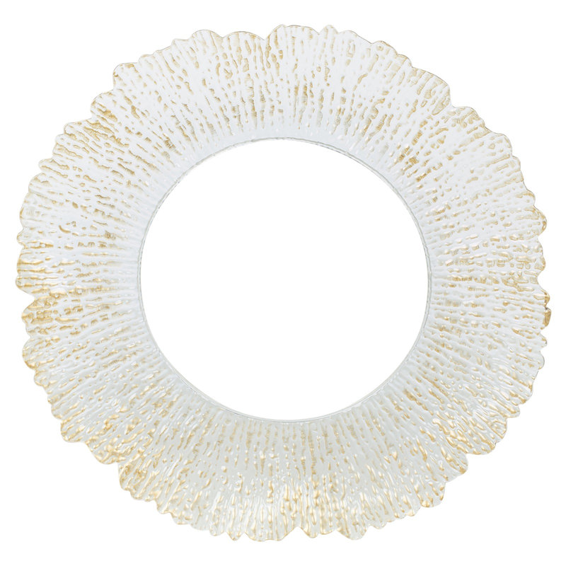 URBNLIVING Set of 12 Pcs Clear Gold Reef Charger Plates Dining Wedding Tableware Underplates Set