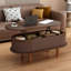 Table basse cannelée à plateau relevable avec compartiment caché, table centrale en bois, plateau de table ovale moderne pour bureau de salon à domicile-1784572245