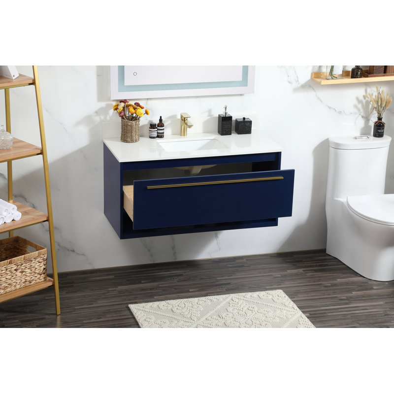 Ensemble de meuble-lavabo simple mural 40 po Roman, Bleu