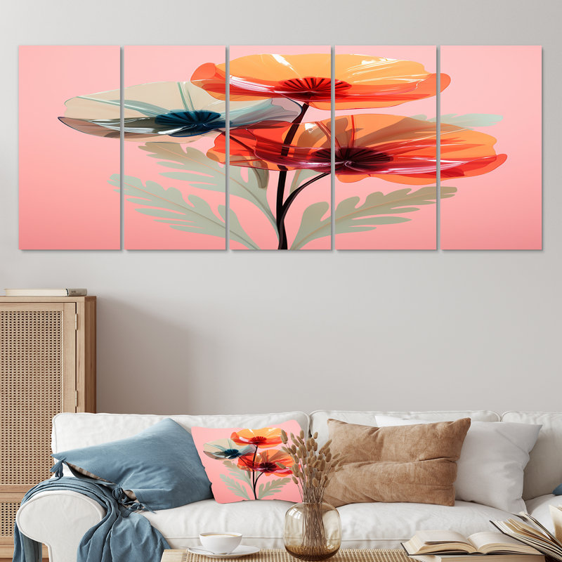 Ensemble de 5 décorations murales Etting - Poppy, H 28 po x l 60 po