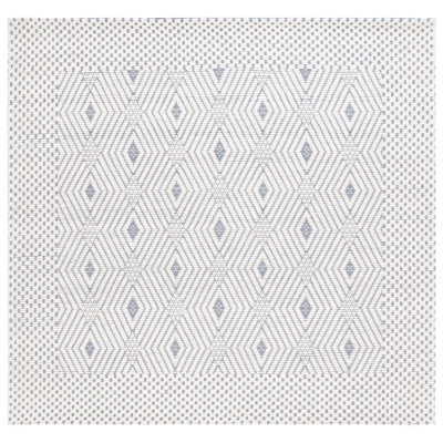 Manya Geometric Handwoven Wool/Polyester Area Rug in White/Blue