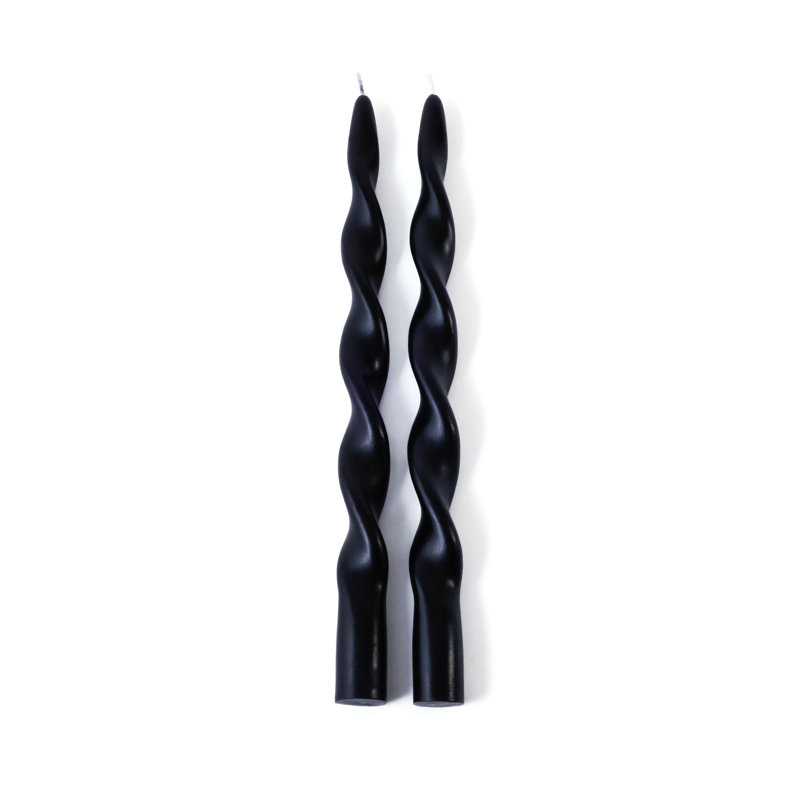 Lumière Twist Formal Taper Candles, Set of 12 – Holiday Table Décor, 12" x 0.875" Taper, Black