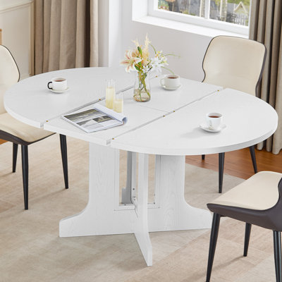 Table de salle à manger ronde extensible 59 po pour 4 à 8 personnes, table de cuisine moderne avec base piédestal robuste et plateau en bois, table de salle à manger ovale, salle à manger pour le salon