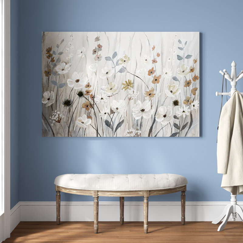 " Misty Meadow Field " by Nan, Wrapped Canvas, 12" H x 18" W x 1.5" D, No Frame